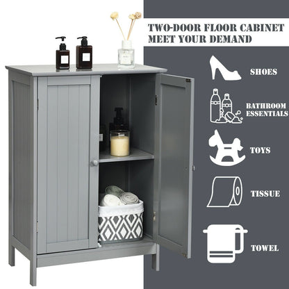 Bathroom Floor Storage Double Door Cupboard Cabinet, Gray Floor Cabinets   at Gallery Canada