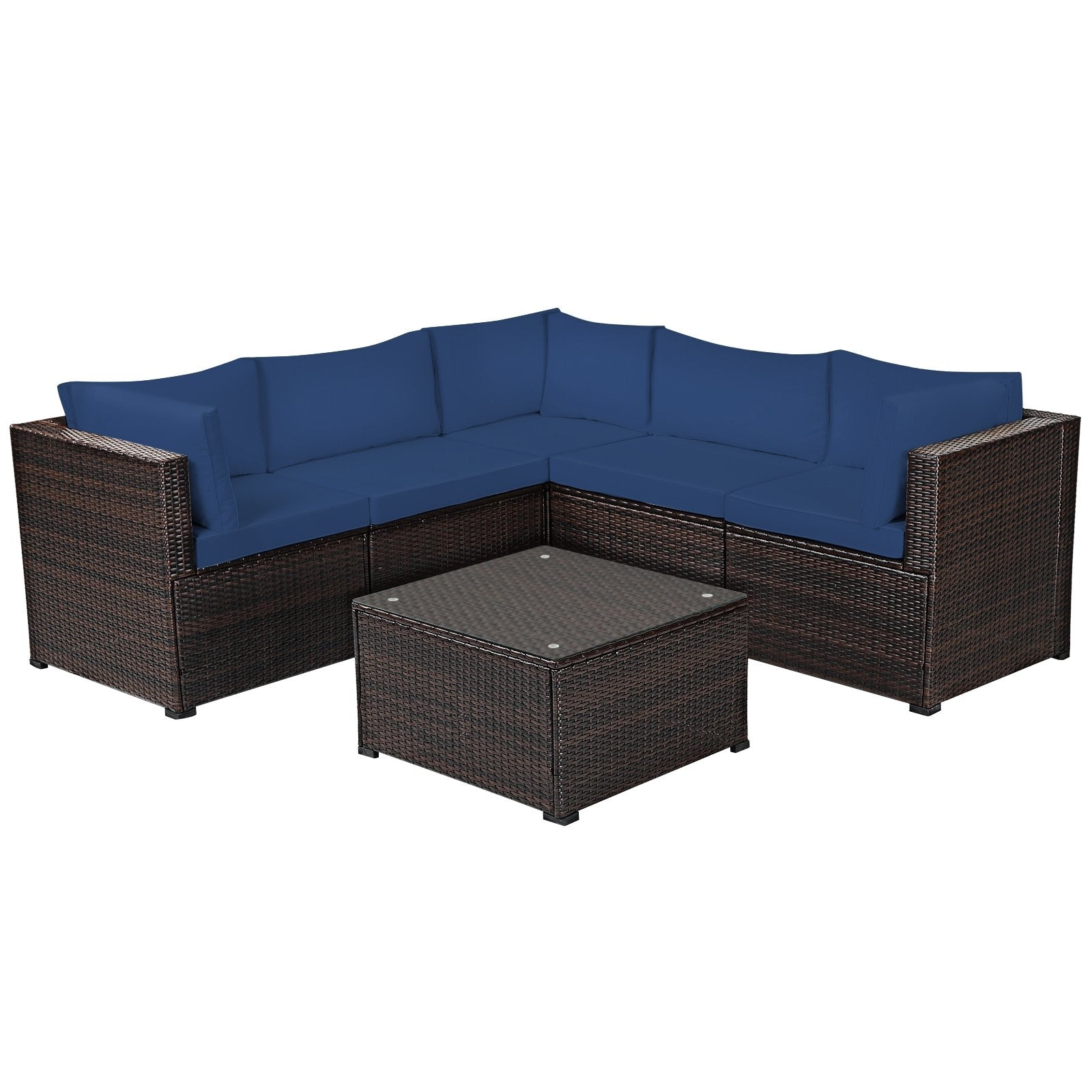 6 Pieces Patio Furniture Sofa Set with Cushions for Outdoor, Navy Outdoor Sectionals   at Gallery Canada