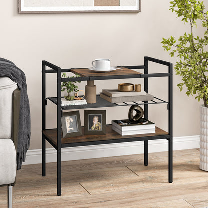 Industrial Entryway Table with Removable Panel and Mesh Shelf, Rustic Brown Console Tables   at Gallery Canada