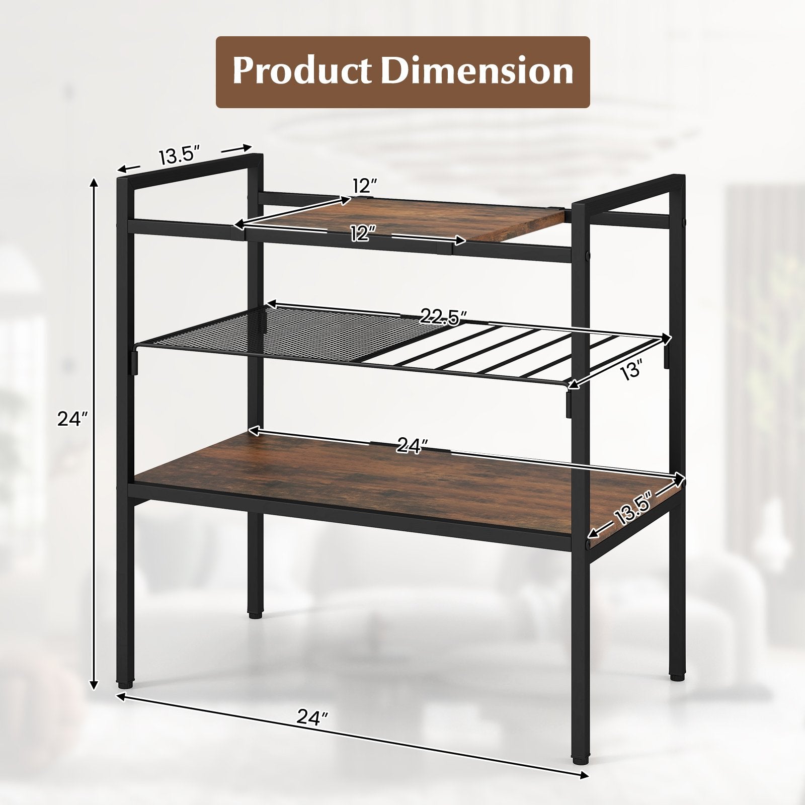 Industrial Entryway Table with Removable Panel and Mesh Shelf, Rustic Brown Console Tables   at Gallery Canada