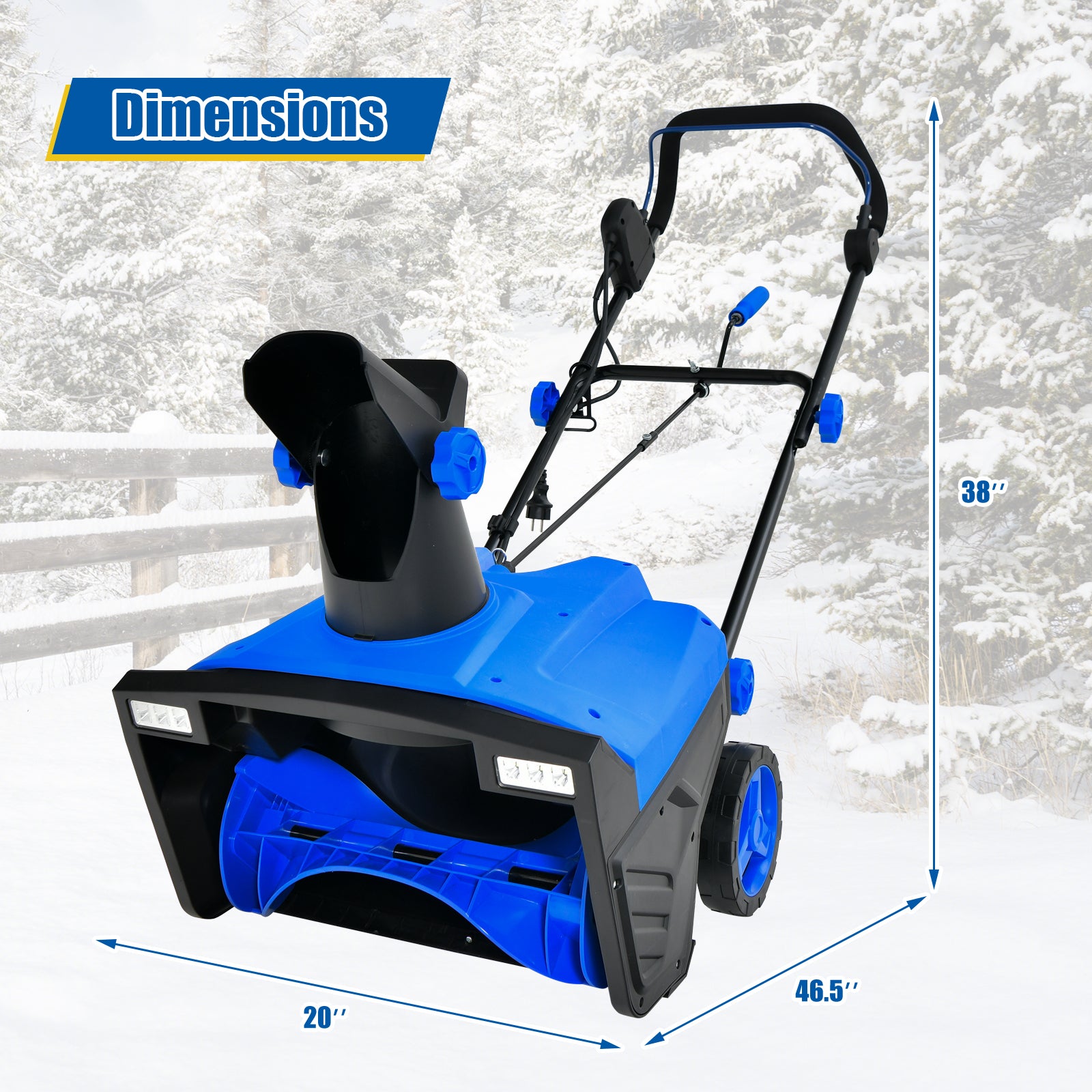 20 Inch 120V 15Amp Electric Snow Thrower with 180° Rotatable Chute, Blue Snow Removal at Gallery Canada