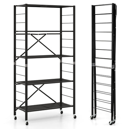 5-Tier Adjustable Shelves with Wheels for Garage Kitchen Balcony, Black Garages   at Gallery Canada