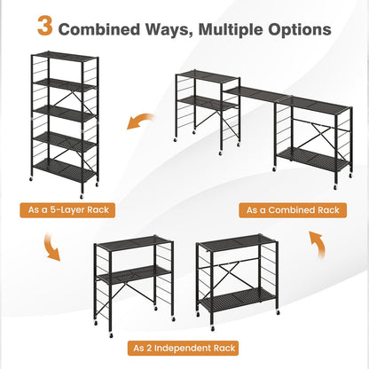 5-Tier Adjustable Shelves with Wheels for Garage Kitchen Balcony, Black Garages   at Gallery Canada