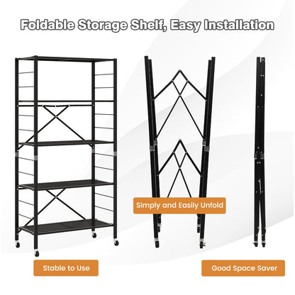 5-Tier Adjustable Shelves with Wheels for Garage Kitchen Balcony, Black Garages   at Gallery Canada