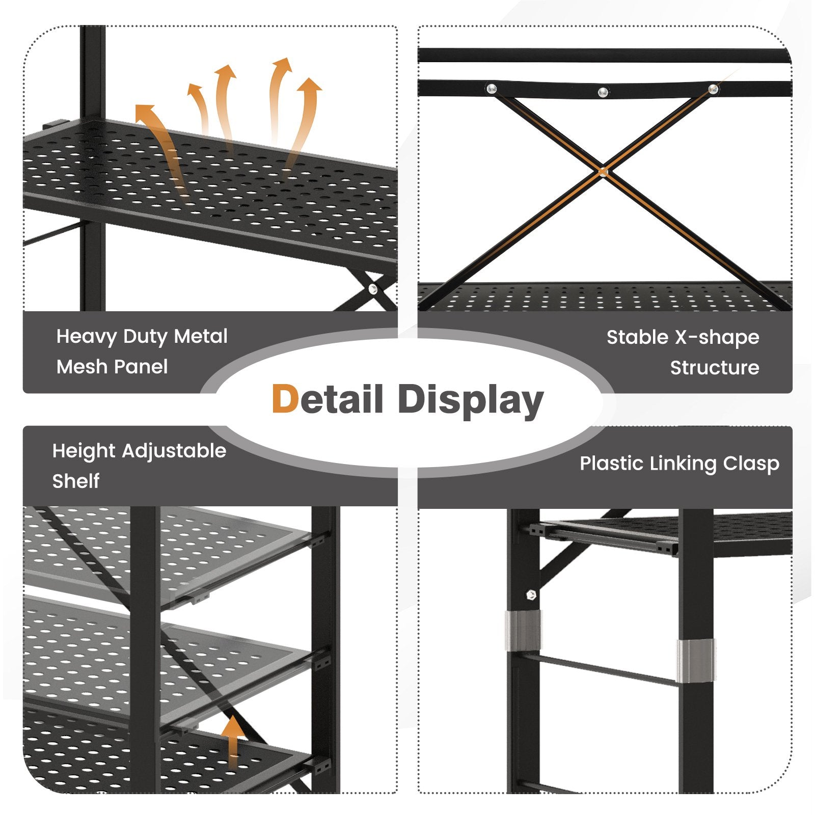 5-Tier Adjustable Shelves with Wheels for Garage Kitchen Balcony, Black Garages   at Gallery Canada