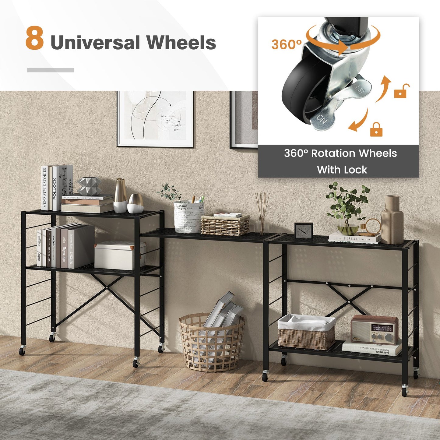 5-Tier Adjustable Shelves with Wheels for Garage Kitchen Balcony, Black Garages   at Gallery Canada