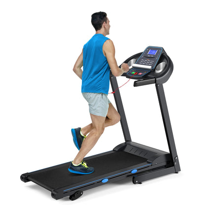 2.25 HP Folding Electric Motorized Power Treadmill with Blue Backlit LCD Display, Black Treadmills   at Gallery Canada