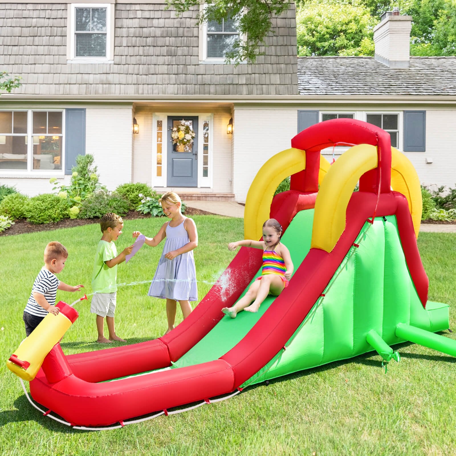 Inflatable Water Slide Bounce House with Climbing Wall and Jumper without Blower Bounce House   at Gallery Canada