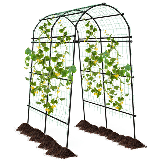 7.5 Feet Garden Arch Trellis with PE Coated Metal Structure, Black - Gallery Canada