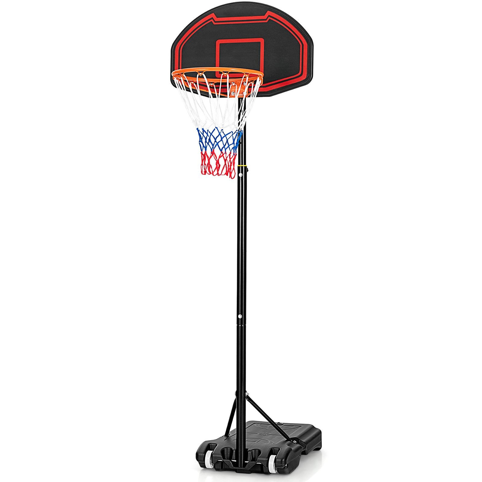 Adjustable Kids' Basketball Hoop Stand with Durable Net and Wheel, Black Sport Equipments   at Gallery Canada