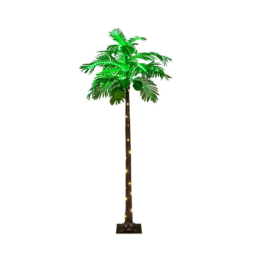 6 FT LED Lighted Artificial Palm Tree Hawaiian Style Tropical with Water Bag, Green - Gallery Canada