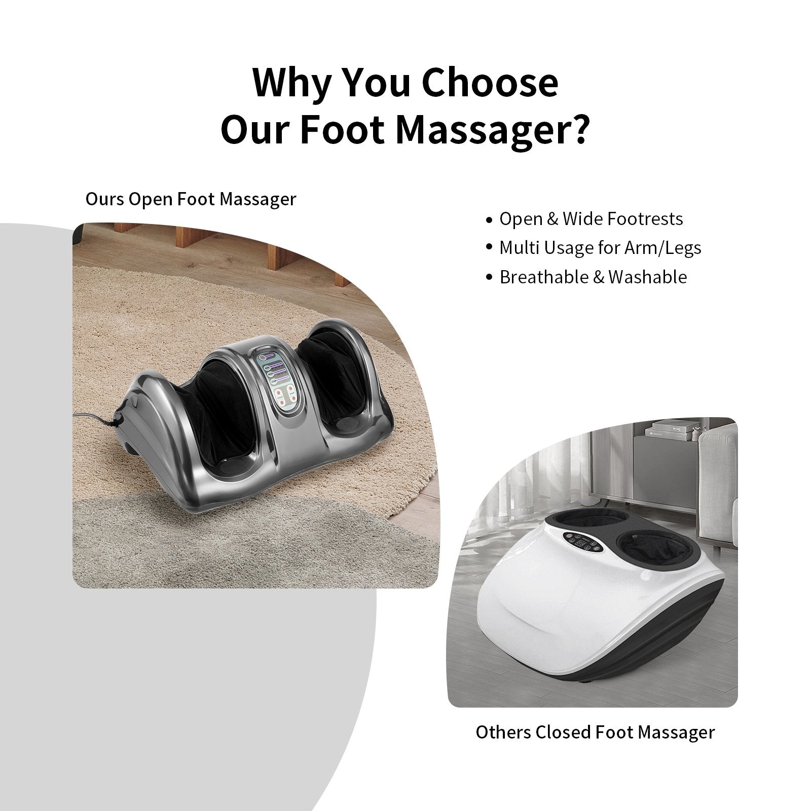 Therapeutic Shiatsu Foot Massager with High Intensity Rollers, Gray Foot Massager   at Gallery Canada