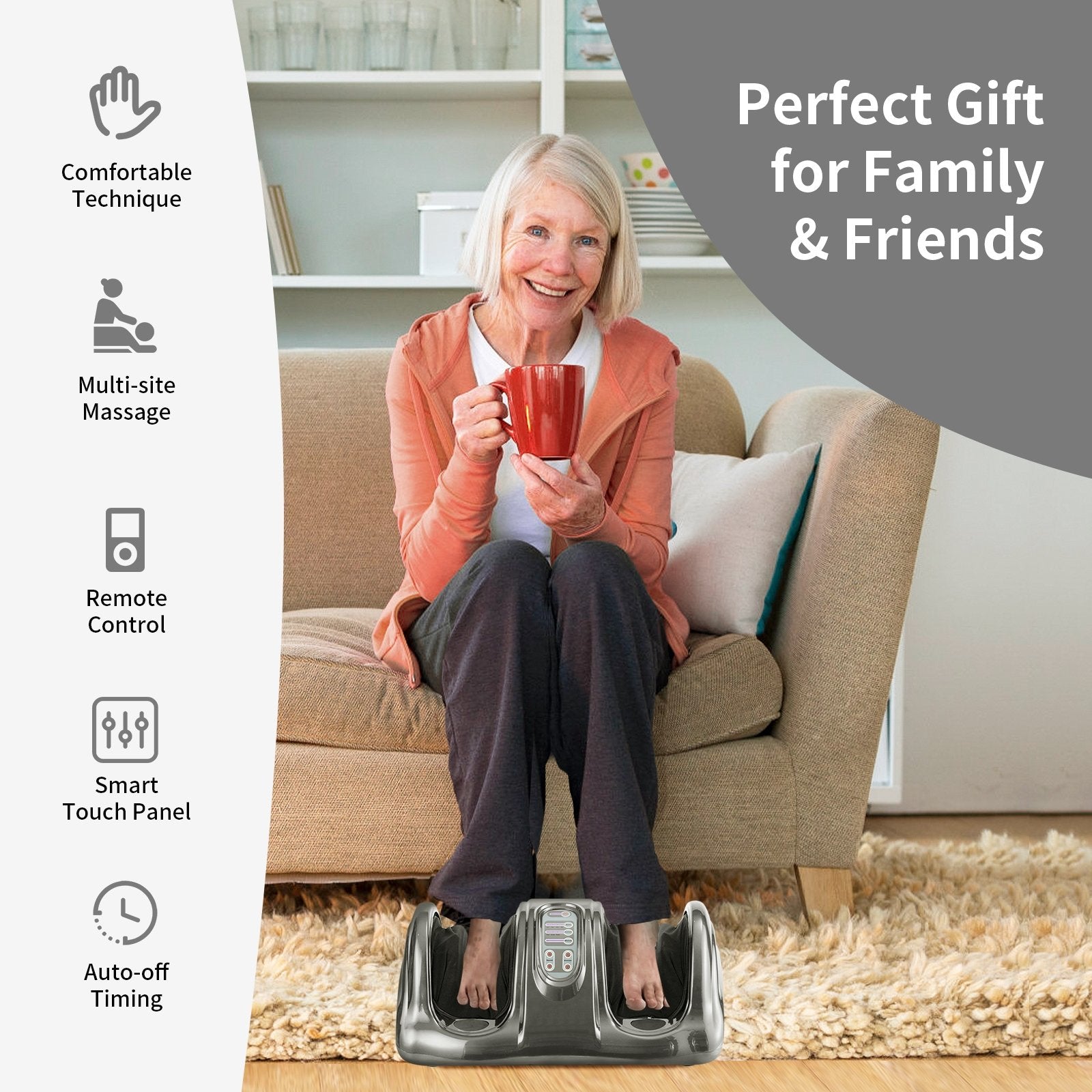 Therapeutic Shiatsu Foot Massager with High Intensity Rollers, Gray Foot Massager   at Gallery Canada