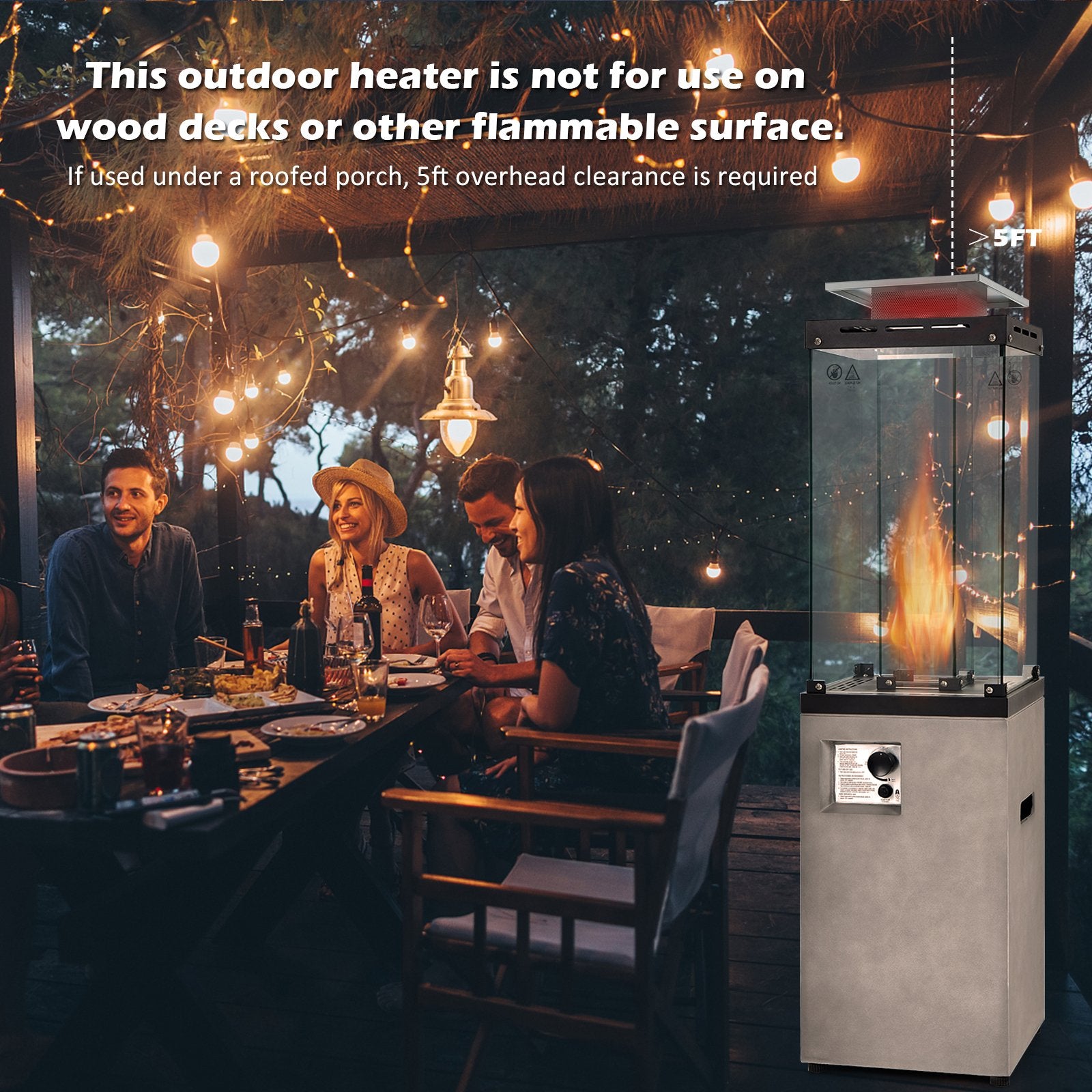 41 000 BTU Propane Patio Heater with Metal Hood, Gray Patio Heaters   at Gallery Canada