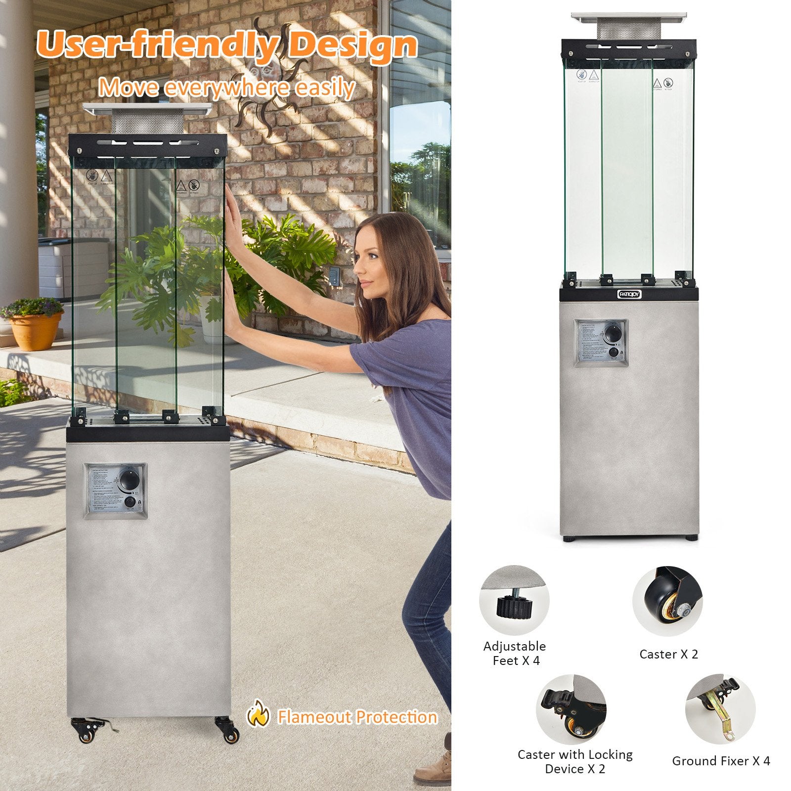 41 000 BTU Propane Patio Heater with Metal Hood, Gray Patio Heaters   at Gallery Canada