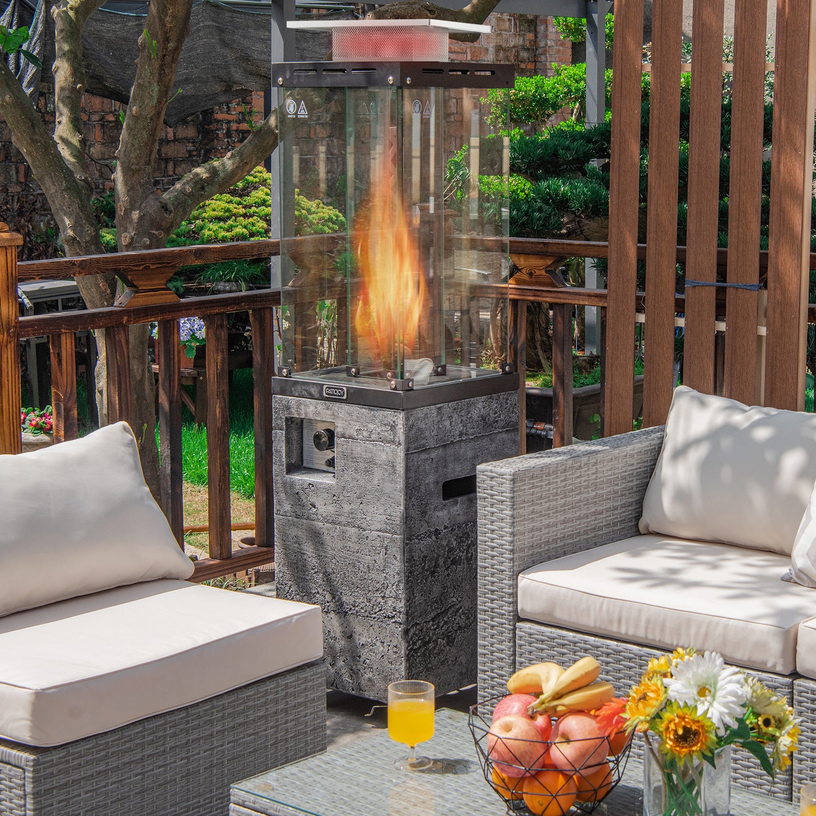 41 000 BTU Propane Patio Heater with Lockable Wheels, Dark Gray Patio Heaters at Gallery Canada