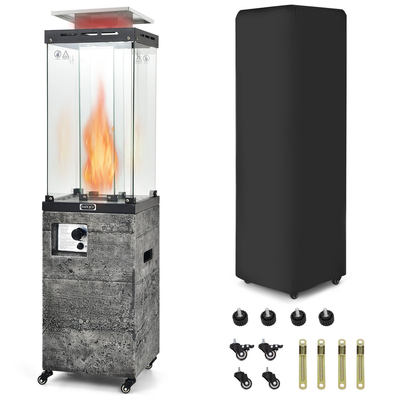 41 000 BTU Propane Patio Heater with Lockable Wheels, Dark Gray Patio Heaters at Gallery Canada