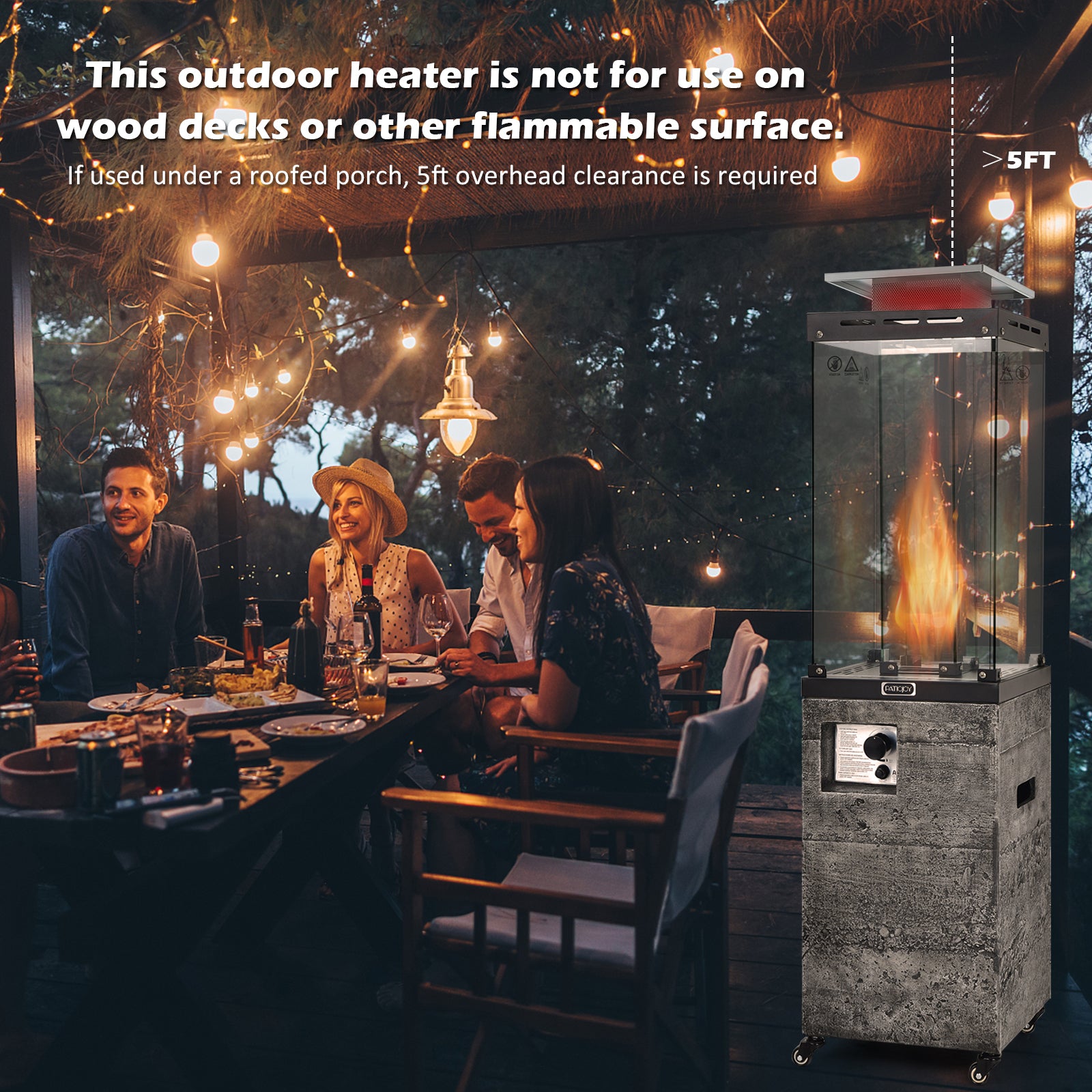 41 000 BTU Propane Patio Heater with Lockable Wheels, Dark Gray Patio Heaters at Gallery Canada