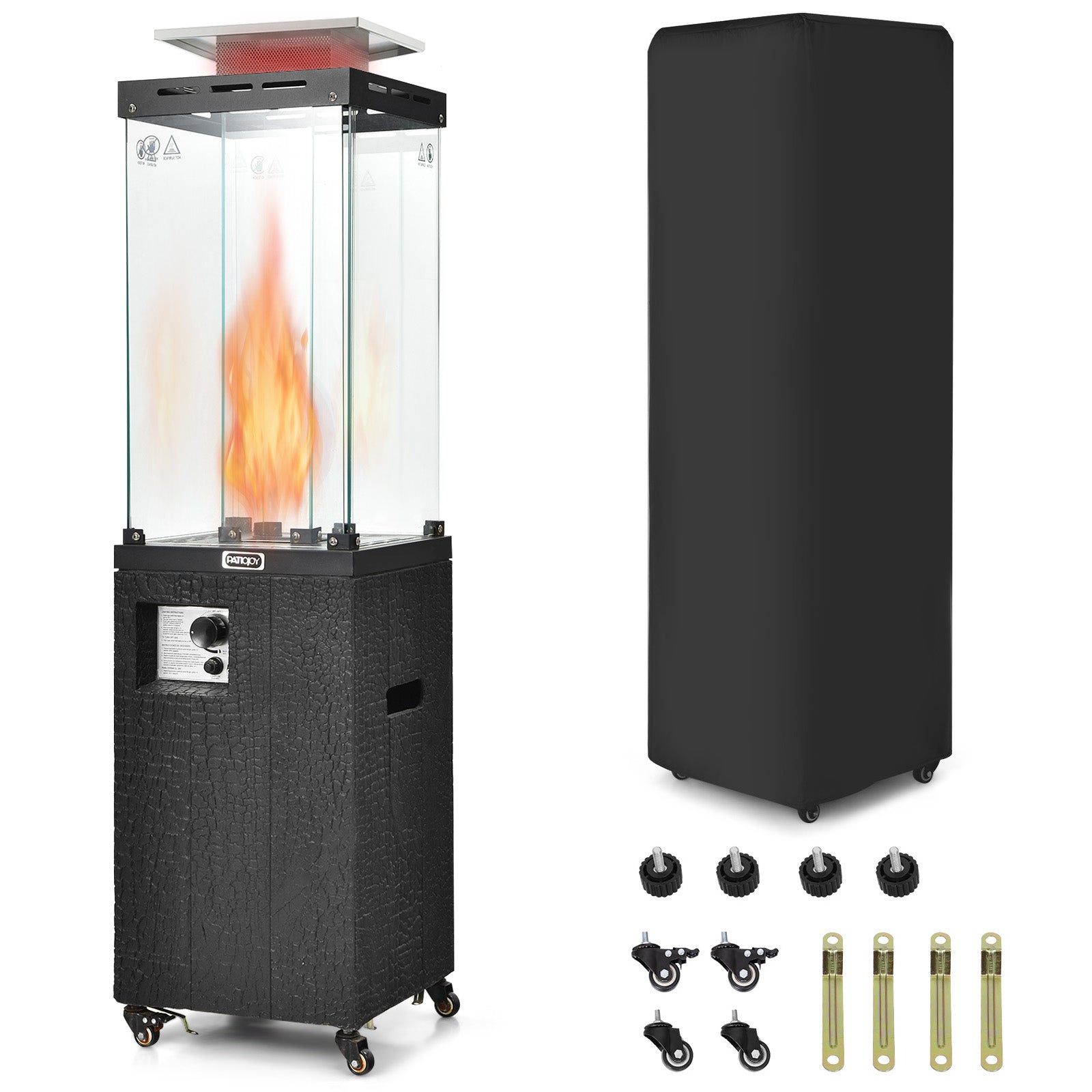 41 000 BTU Propane Patio Heater with Lockable Wheels, Black Patio Heaters at Gallery Canada