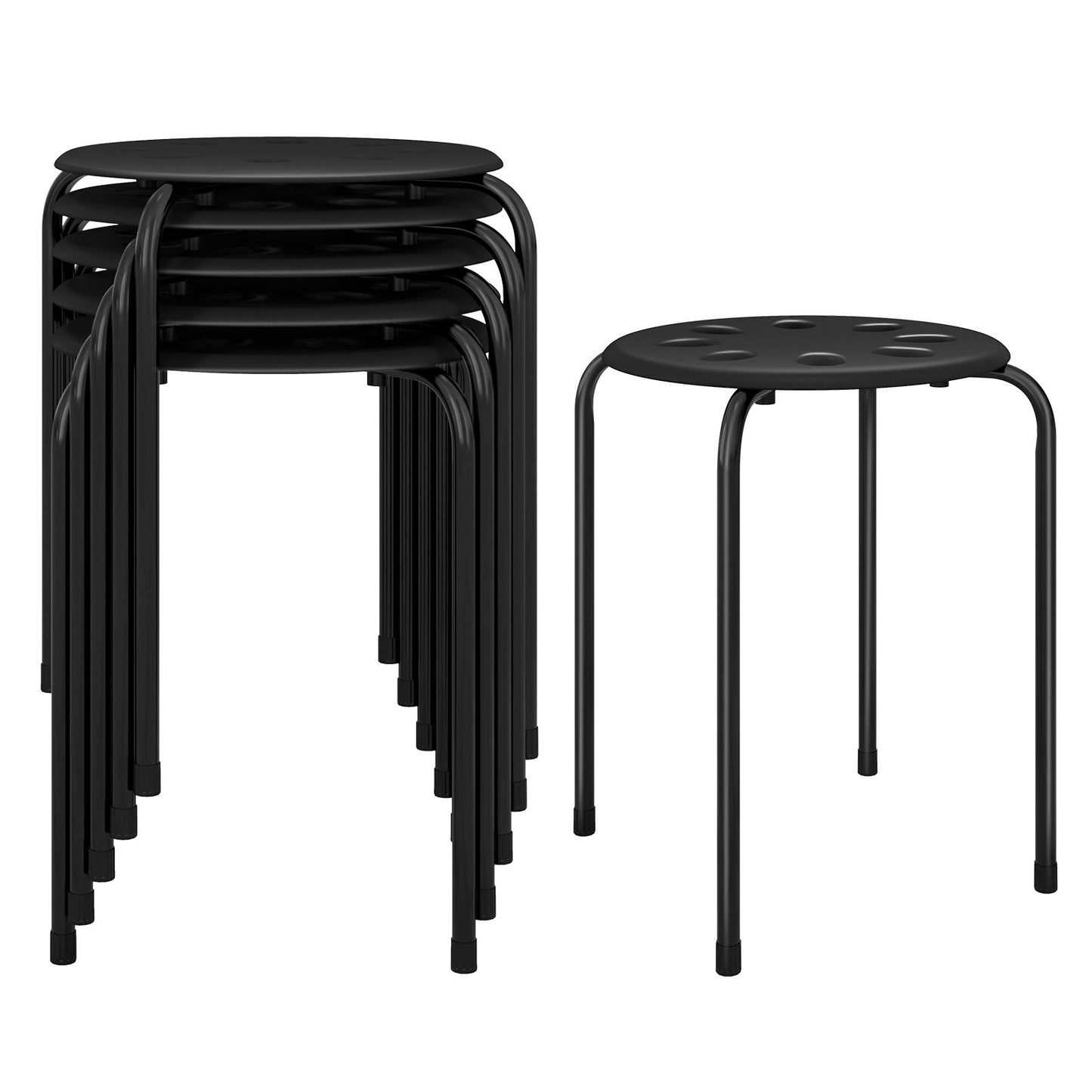 Set of 6 Portable Plastic Stack Stools , Black - Gallery Canada