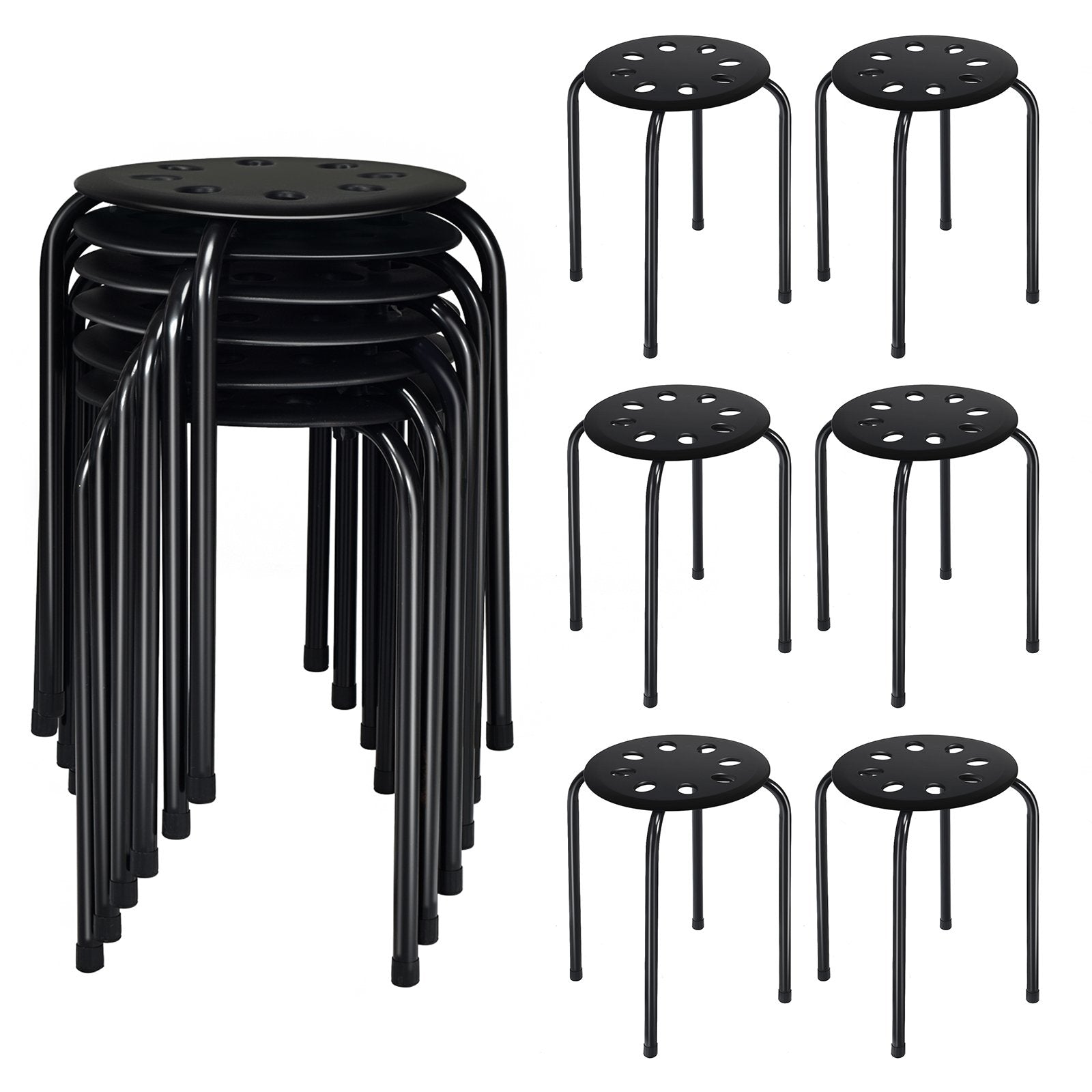 Set of 6 Portable Plastic Stack Stools , Black Dining Chairs   at Gallery Canada