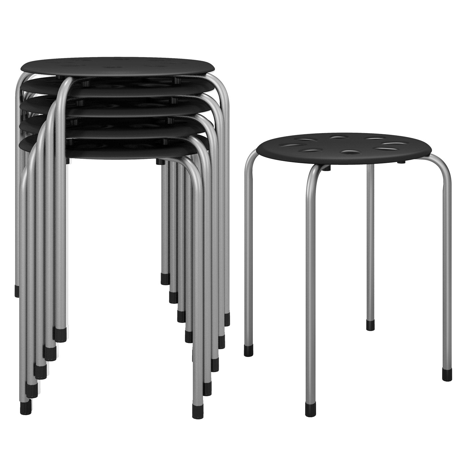 Set of 6 Portable Plastic Stack Stools , Gray Dining Chairs   at Gallery Canada