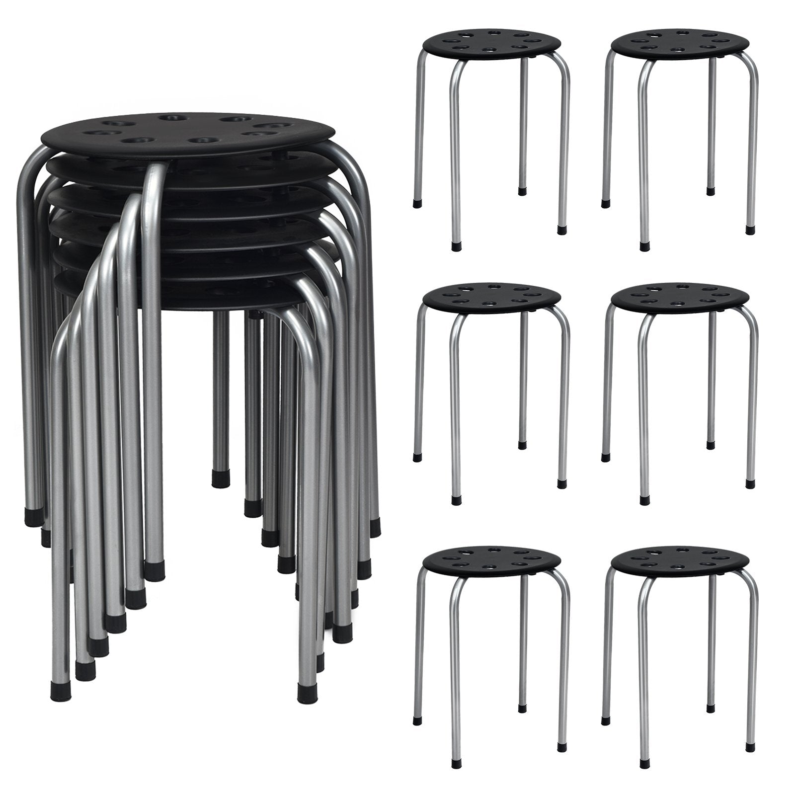 Set of 6 Portable Plastic Stack Stools , Gray Dining Chairs   at Gallery Canada