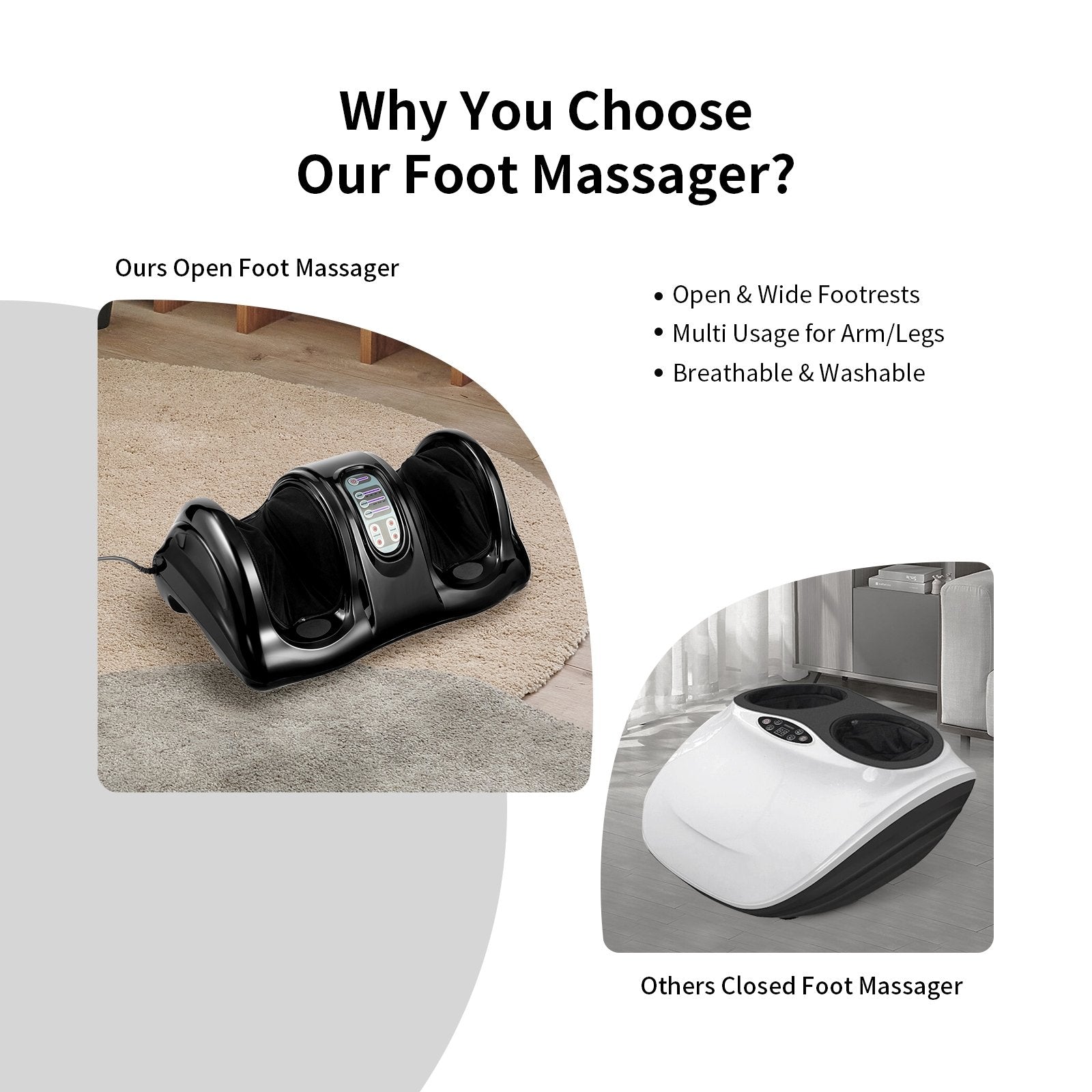 Therapeutic Shiatsu Foot Massager with High Intensity Rollers, Black Foot Massager   at Gallery Canada