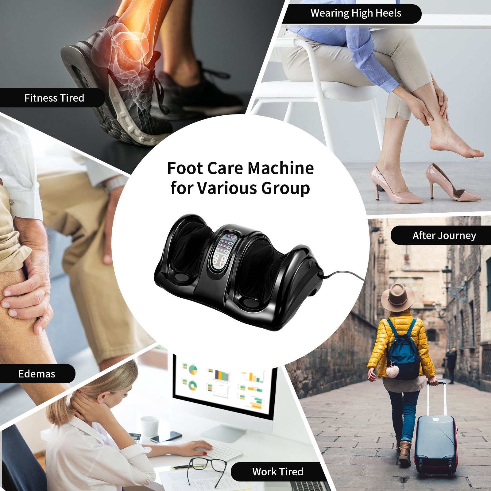 Therapeutic Shiatsu Foot Massager with High Intensity Rollers, Black Foot Massager   at Gallery Canada