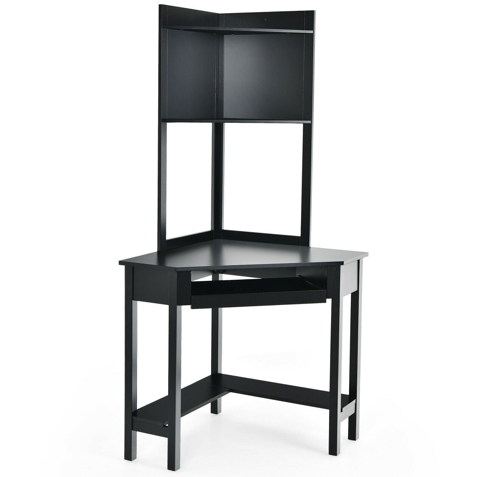 Corner Computer Desk with Hutch and Storage Shelves, Black Corner Desks at Gallery Canada