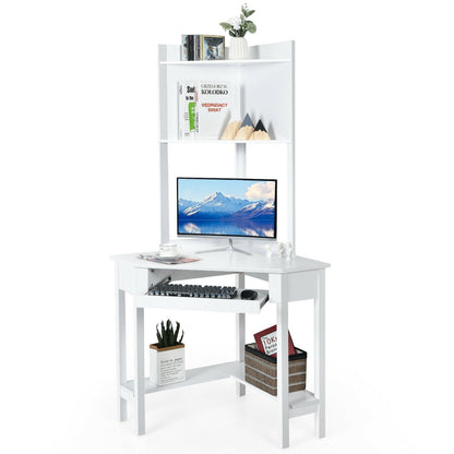 Corner Computer Desk with Hutch and Storage Shelves, White Corner Desks   at Gallery Canada