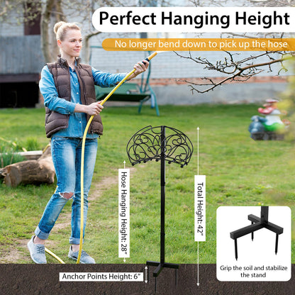 Detachable Freestanding Hose Holder for Outdoor Yard Garden Lawn, Black - Gallery Canada