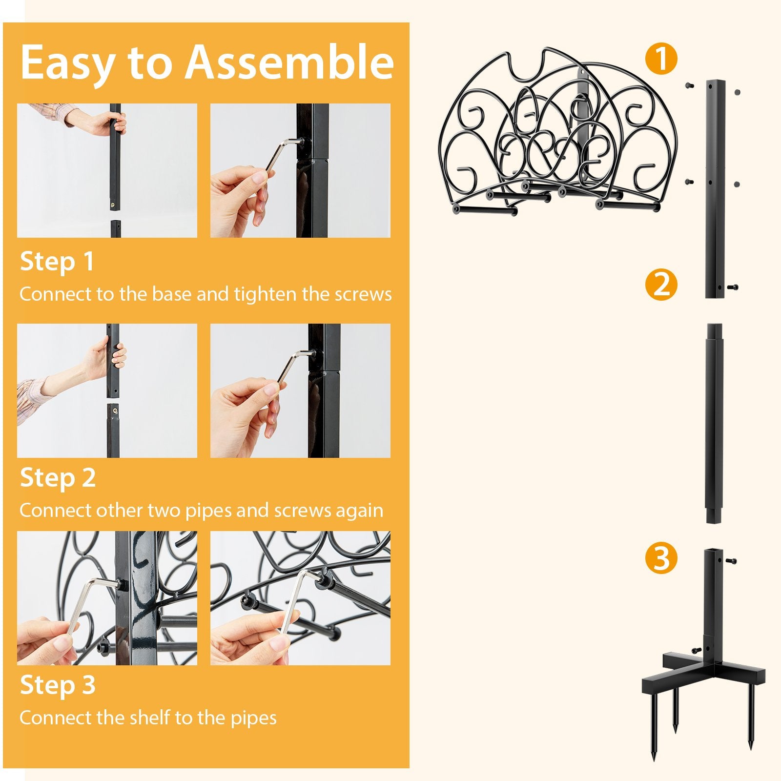 Detachable Freestanding Hose Holder for Outdoor Yard Garden Lawn, Black Garden Tools   at Gallery Canada