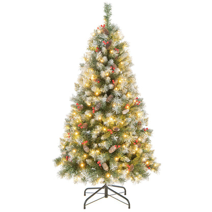 Hinged Christmas Tree with 450 PVC Branch Tips and 200 Warm White LED Lights-5ft, Green Christmas Tree   at Gallery Canada