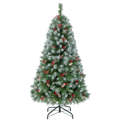 Hinged Christmas Tree with 450 PVC Branch Tips and 200 Warm White LED Lights-5ft, Green Christmas Tree   at Gallery Canada