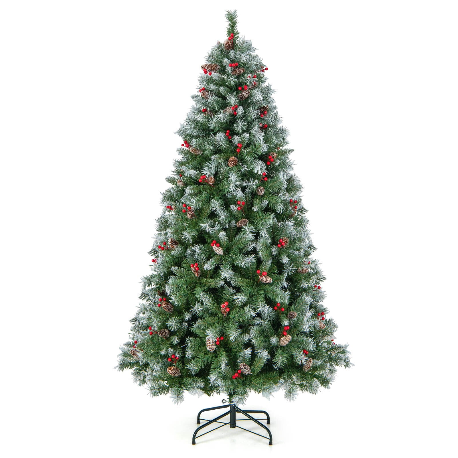 Hinged Christmas Tree with 450 PVC Branch Tips and 200 Warm White LED Lights-6.5 ft, Green Christmas Tree   at Gallery Canada