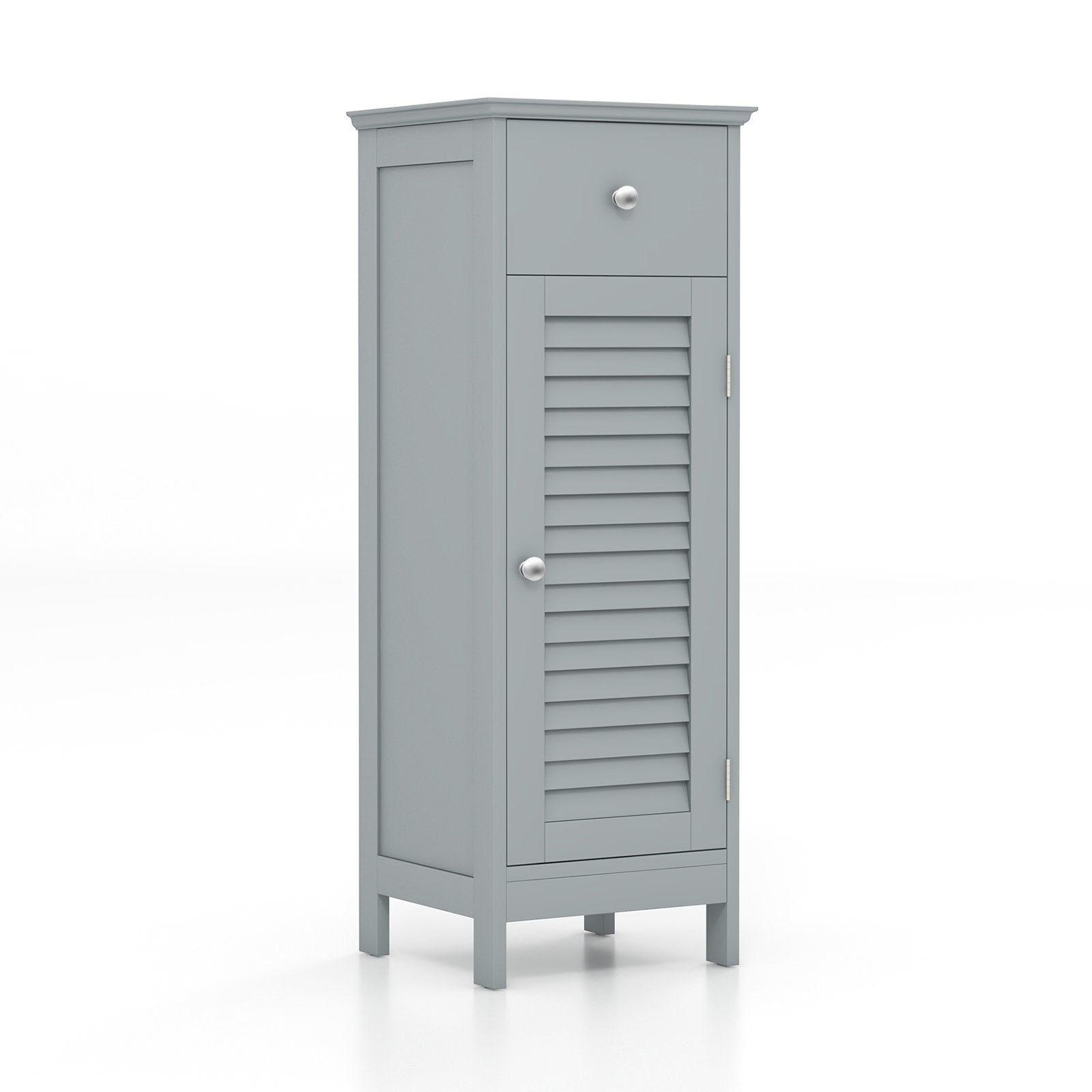 Woodern Bathroom Floor Storage Cabinet with Drawer and Shutter Door, Gray Floor Cabinets   at Gallery Canada