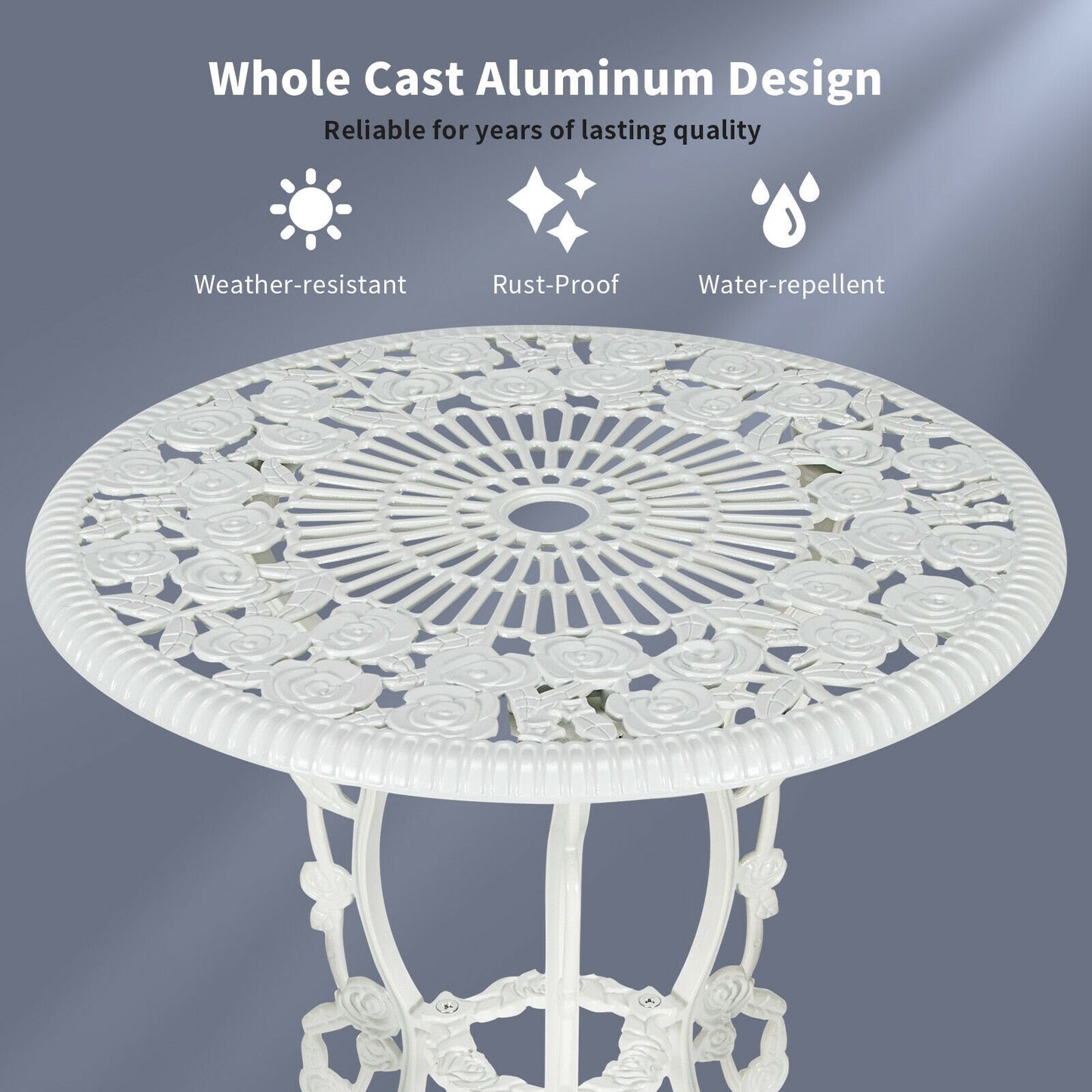 Outdoor Cast Aluminum Patio Furniture Set with Rose Design, White Patio Conversation Sets   at Gallery Canada