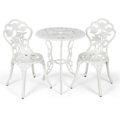 Outdoor Cast Aluminum Patio Furniture Set with Rose Design, White Patio Conversation Sets   at Gallery Canada