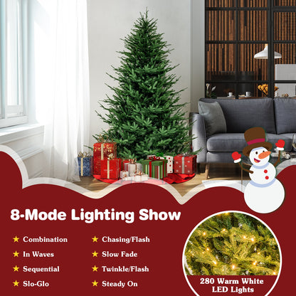 Pre-lit Christmas Tree with 280 Warm White LED Lights and 8 Lighting Modes-6ft, Green Christmas Tree   at Gallery Canada