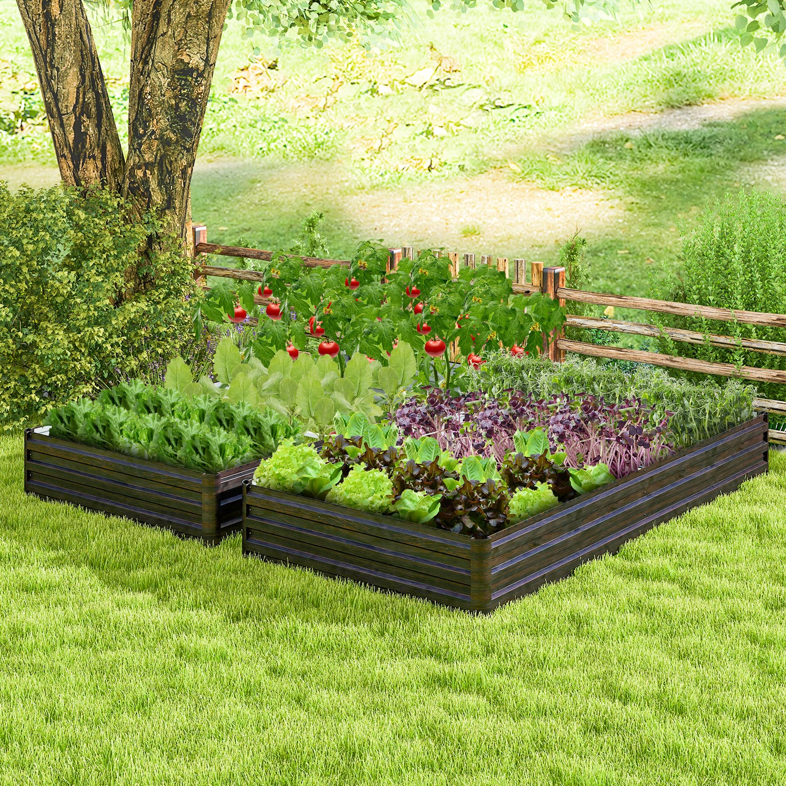 Large Outdoor Metal Planter Box for Vegetable Fruit Herb Flower, Coffee Raised Garden Beds   at Gallery Canada