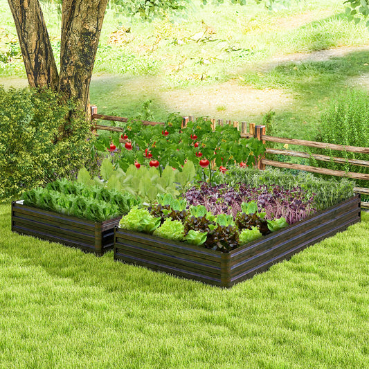 Large Outdoor Metal Planter Box for Vegetable Fruit Herb Flower, Coffee Raised Garden Beds Coffee  at Gallery Canada