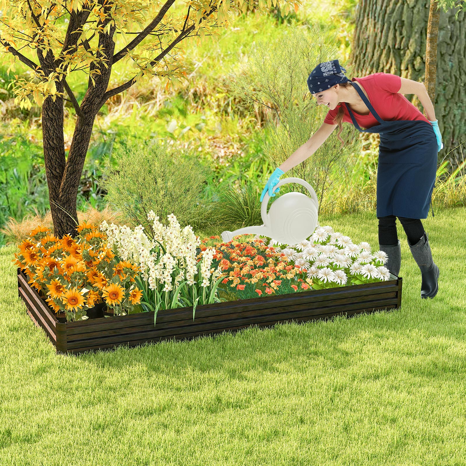 Large Outdoor Metal Planter Box for Vegetable Fruit Herb Flower, Coffee Raised Garden Beds   at Gallery Canada