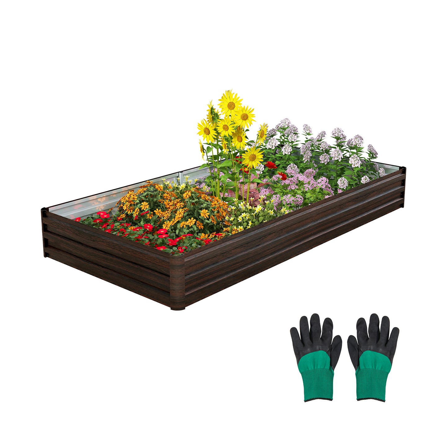 Large Outdoor Metal Planter Box for Vegetable Fruit Herb Flower, Coffee Raised Garden Beds Coffee  at Gallery Canada