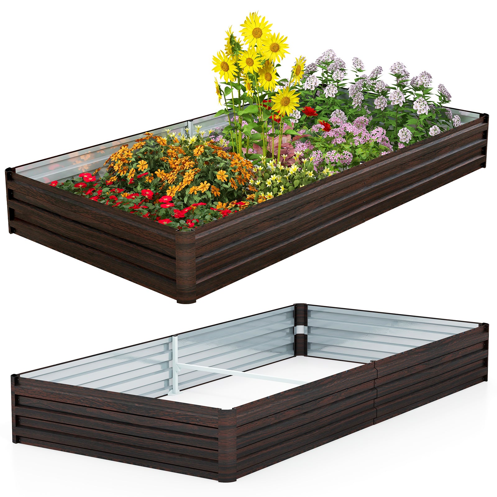 Large Outdoor Metal Planter Box for Vegetable Fruit Herb Flower, Coffee Raised Garden Beds   at Gallery Canada