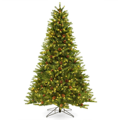 6/7 FT Artificial Christmas Tree with Pine Cones and Adjustable Brightness-7 ft, Green Christmas Tree   at Gallery Canada