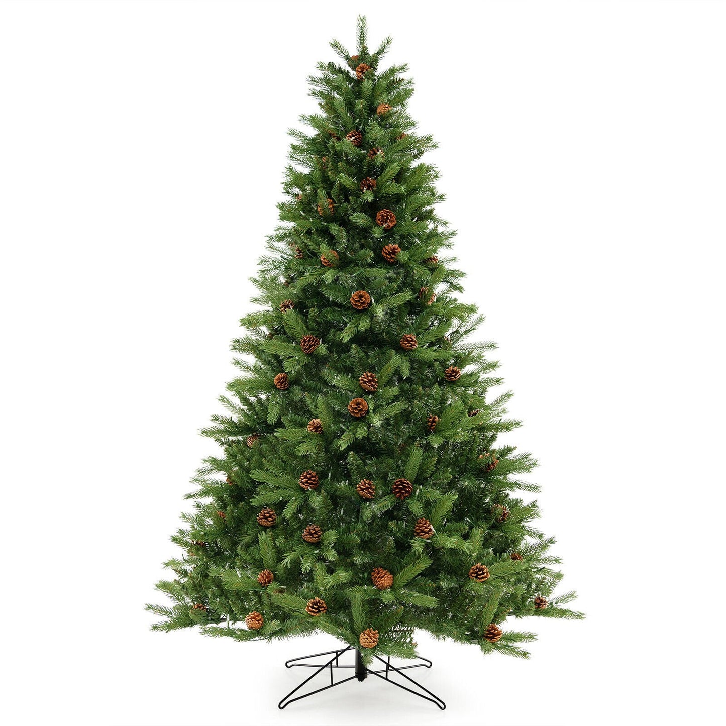 6/7 FT Artificial Christmas Tree with Pine Cones and Adjustable Brightness-7 ft, Green Christmas Tree   at Gallery Canada