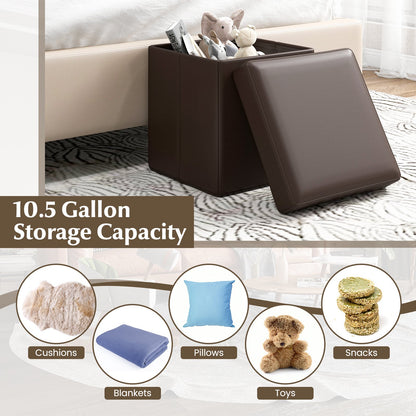 Upholstered Square Footstool with PVC Leather Surface for Bedroom, Brown Shoe Racks & Storage Benches   at Gallery Canada