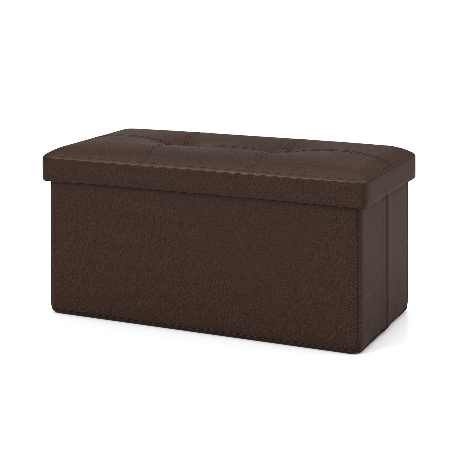 Upholstered Rectangle Footstool with PVC Leather Surface and Storage Function, Brown Shoe Racks & Storage Benches   at Gallery Canada