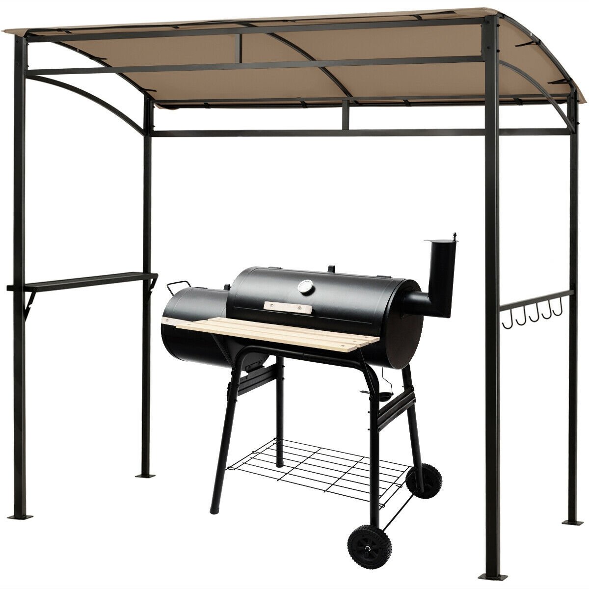 7 x 4.5 Feet Grill Gazebo Outdoor Patio Garden BBQ Canopy Shelter, Brown Gazebos   at Gallery Canada